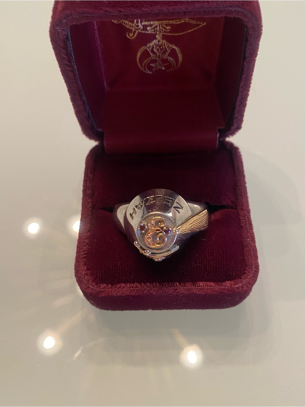 Vintage Sterling Silver Shriners Masonic Zelzah Fez Ring w/ Box - Size 10.5/11